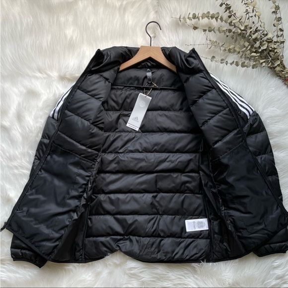 NWT Adidas ESSENTIALS DOWN JACKET Coat Black Puffer Medium PRICE FIRM - Picture 13 of 16